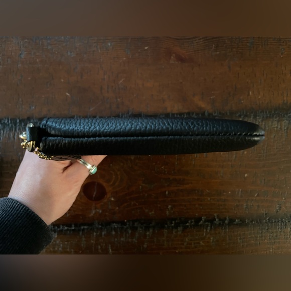 Coach genuine Black grain leather wristlet 7.25” X 4.5” gold hardware ELNC~ - Picture 7 of 12